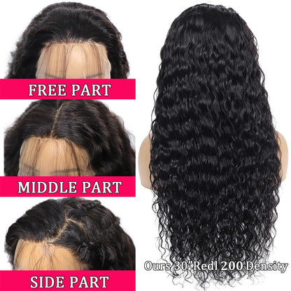 13X4 Deep Wave Lace Front Wigs - Human Hair, 30 Inch, 200 Density, HD Deep Curly Lace Front Wig