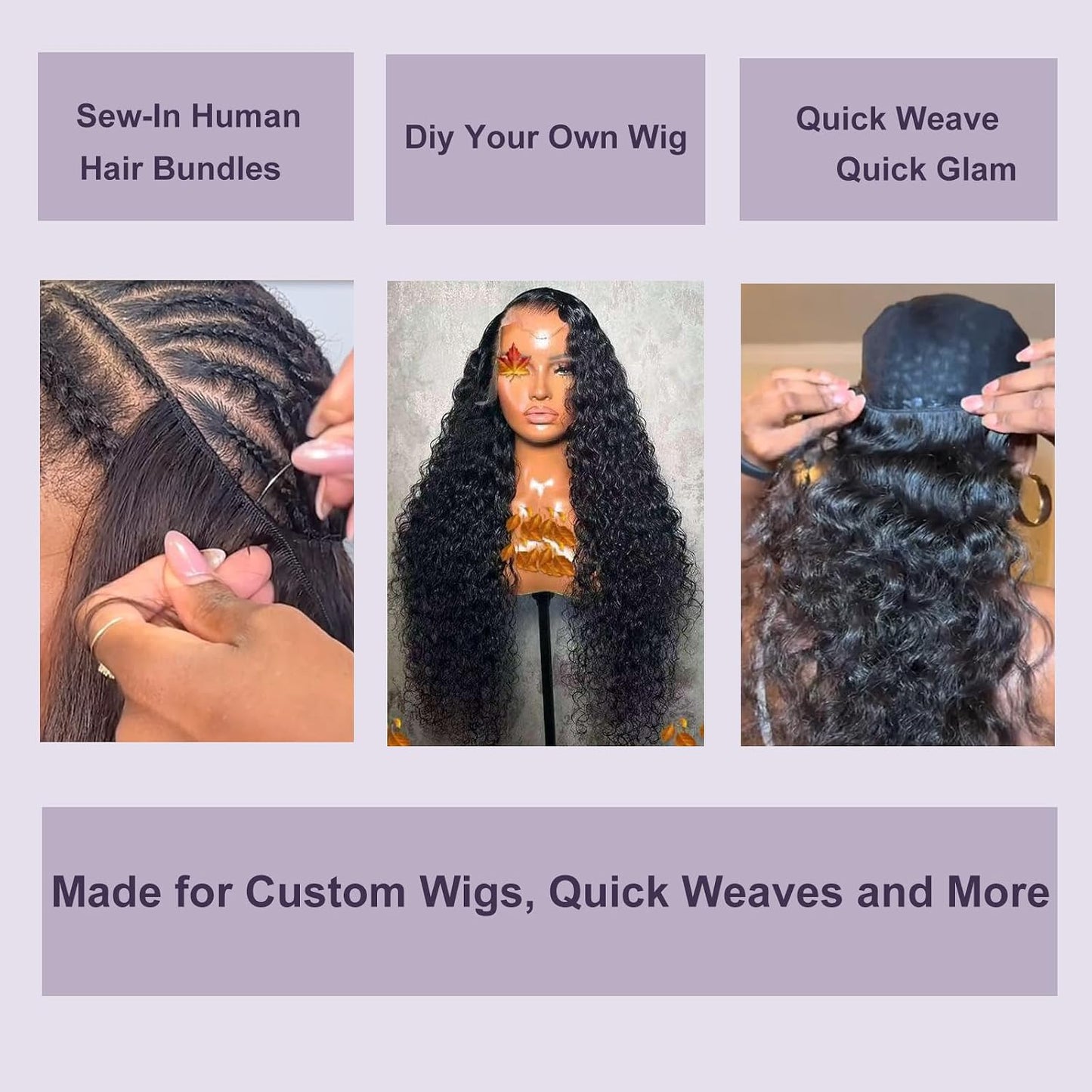 Deep Wave Human Hair Bundles, 20 Inch 13A Curly Single Bundle Human Hair, Wet and Wavy 100% Brazilian Virgin Quick Weave Deep Wave Bundles for Women (Bundles Natural Black)