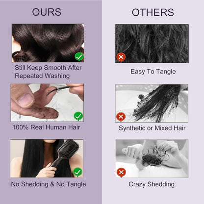 Deep Wave Human Hair Bundles, 20 Inch 13A Curly Single Bundle Human Hair, Wet and Wavy 100% Brazilian Virgin Quick Weave Deep Wave Bundles for Women (Bundles Natural Black)