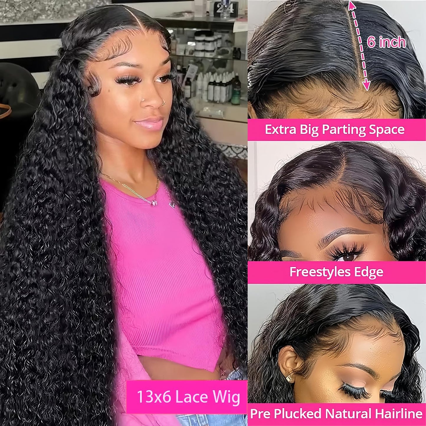 30 Inch Deep Wave Lace Front Wigs Human Hair 200% Density 13X6 HD Transparent Deep Curly Lace Front Wigs for Women Pre Plcked Glueless Wigs with Baby Hair