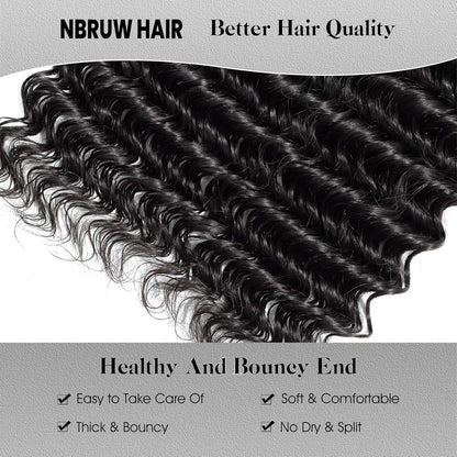 Human Hair Bundles 20 22 24 26 Inch Deep Wave Bundles Human Hair 12A 4 Bundles Human Hair 100% Unprocessed Virgin Deep Curly Human Hair Bundles Deals Real Human Hair Extensions