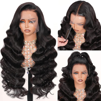 30Inch 13X6 HD Lace Front Wigs Human Hair Pre Plucked Pre Bleached 200 Density Body Wave Human Hair Wigs for Women