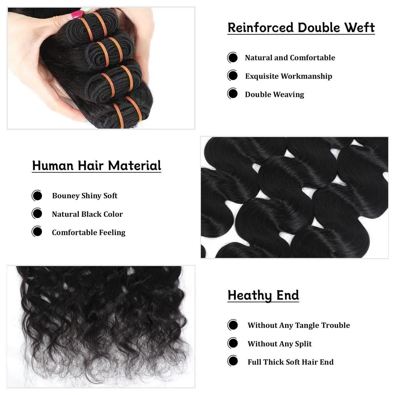 16A Raw Body Wave Human Hair Bundles Human Hair 100% Unprocessed Brazilian Boutique Virgin Hair Extensions,Double Wefts,Triple Lifespan (Body Wave 4 Bundles, 18 20 22 24 Inch)