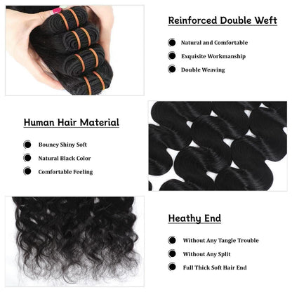 16A Raw Body Wave Human Hair Bundles Human Hair 100% Unprocessed Brazilian Boutique Virgin Hair Extensions,Double Wefts,Triple Lifespan (Body Wave 4 Bundles, 18 20 22 24 Inch)