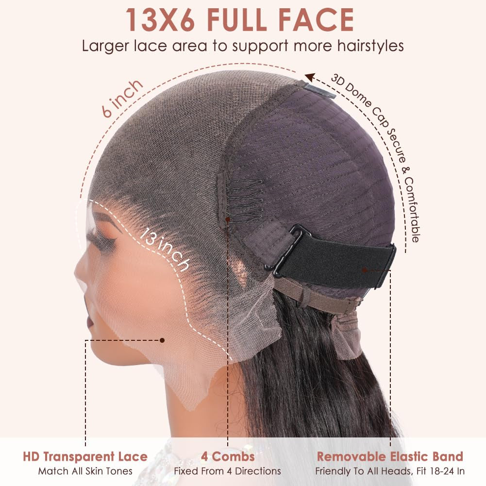 30Inch 13X6 HD Lace Front Wigs Human Hair Pre Plucked Pre Bleached 200 Density Body Wave Human Hair Wigs for Women