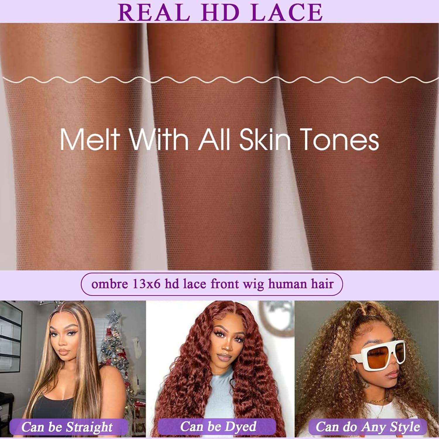 Ombre Highlight Lace Front Wig Human Hair 220 Density 13X6 HD Honey Blonde Deep Wave Lace Frontal Wigs Human Hair Beginner Friendly No Synthetic Blend No Tangle No Shedding Triple Lifespan 3X 24Inch