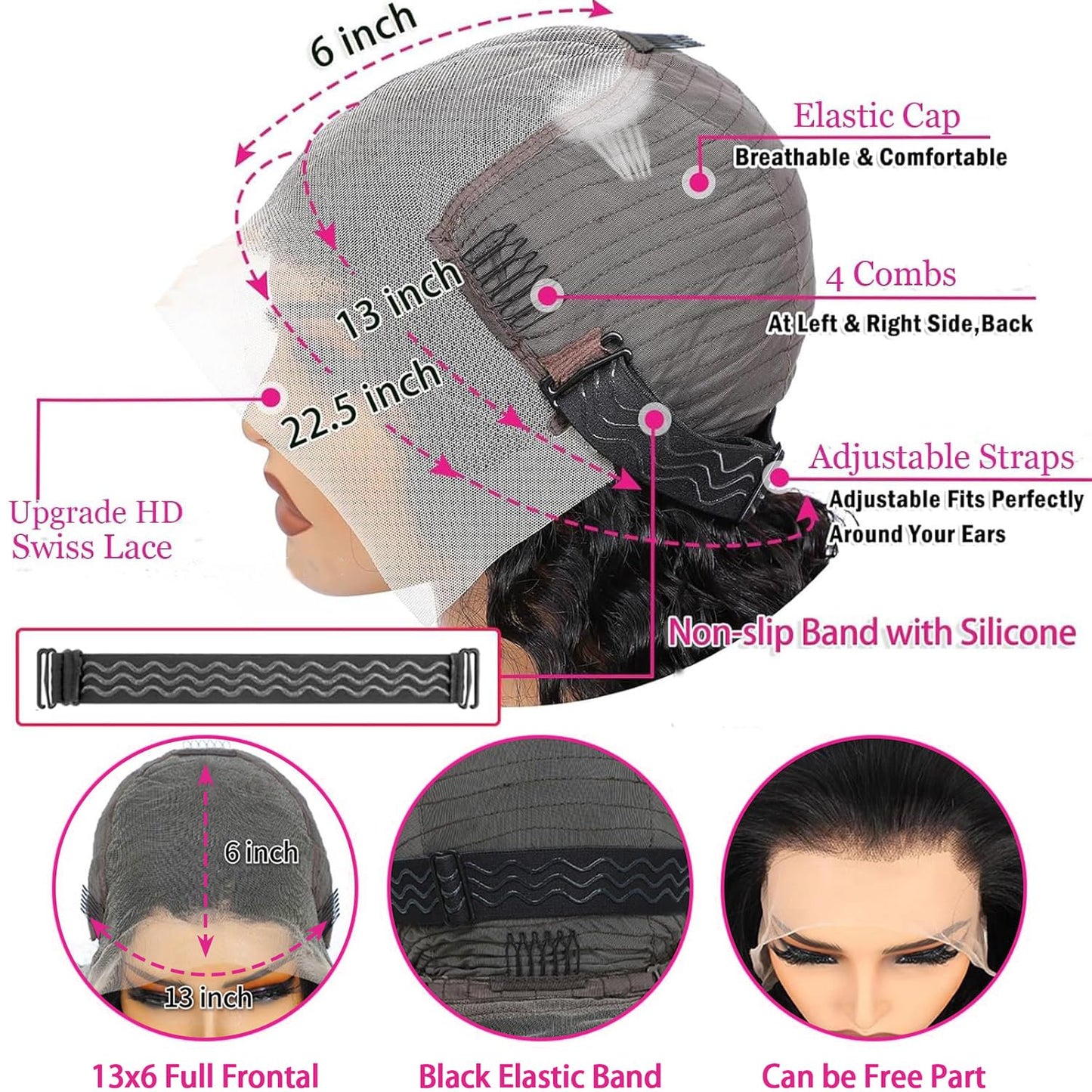 30 Inch Deep Wave Lace Front Wigs Human Hair 200% Density 13X6 HD Transparent Deep Curly Lace Front Wigs for Women Pre Plcked Glueless Wigs with Baby Hair
