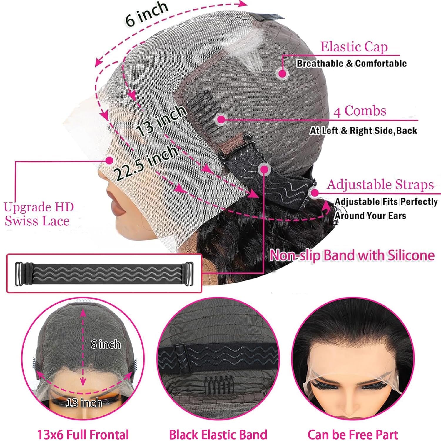 30 Inch Deep Wave Lace Front Wigs Human Hair 200% Density 13X6 HD Transparent Deep Curly Lace Front Wigs for Women Pre Plcked Glueless Wigs with Baby Hair