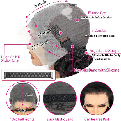 30 Inch Deep Wave Lace Front Wigs Human Hair 200% Density 13X6 HD Transparent Deep Curly Lace Front Wigs for Women Pre Plcked Glueless Wigs with Baby Hair
