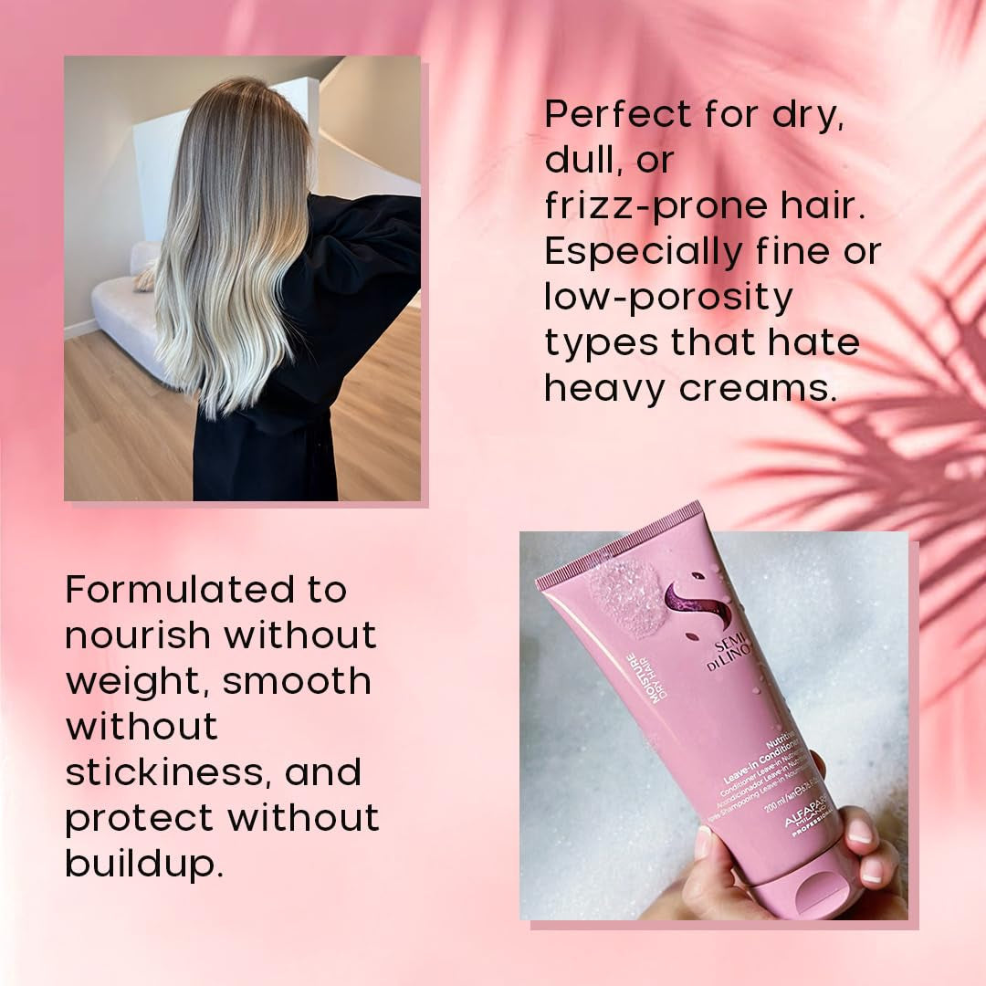ALFAPARF MILANO Semi Di Lino Moisture Nutritive Shampoo and Conditioner Set for Dry Hair - Sulfate Free Moisturizing Shampoo and Conditioner - Safe on Color Treated Hair - Adds Shine and Softness