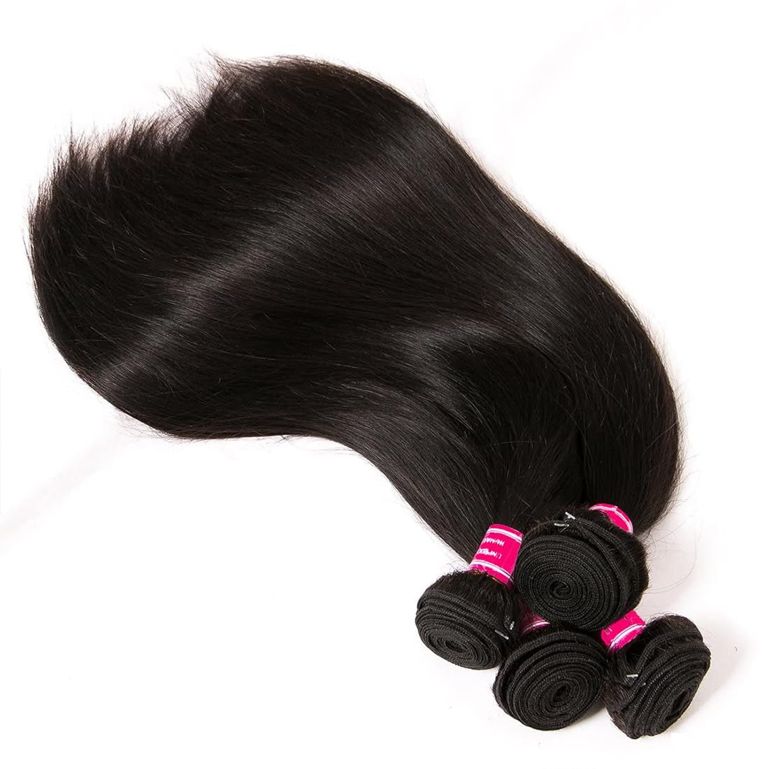 Straight Bundles Human Hair Raw Thick Straight Hair 12A 100% Unprocessed Brazilian Virgin Human Hair Bundles Hair Extension Double Weft Weave Natural Black, Keep Texture Silky Soft 12 14 16 Inch