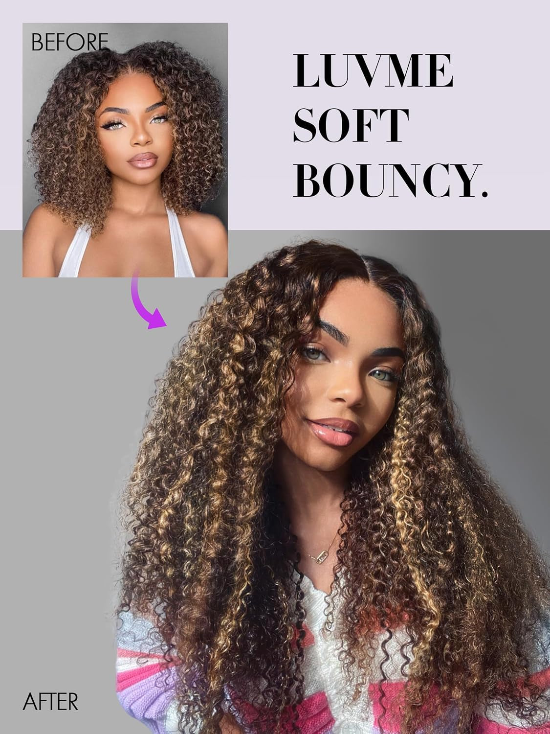 LUVME Clip in Hair Extensions Real Human Hair, Remy Human Hair Extensions Clip Ins for Women, #2/27 Extensions, 18Inch 135G 9Pcs Kinky Curly Hair