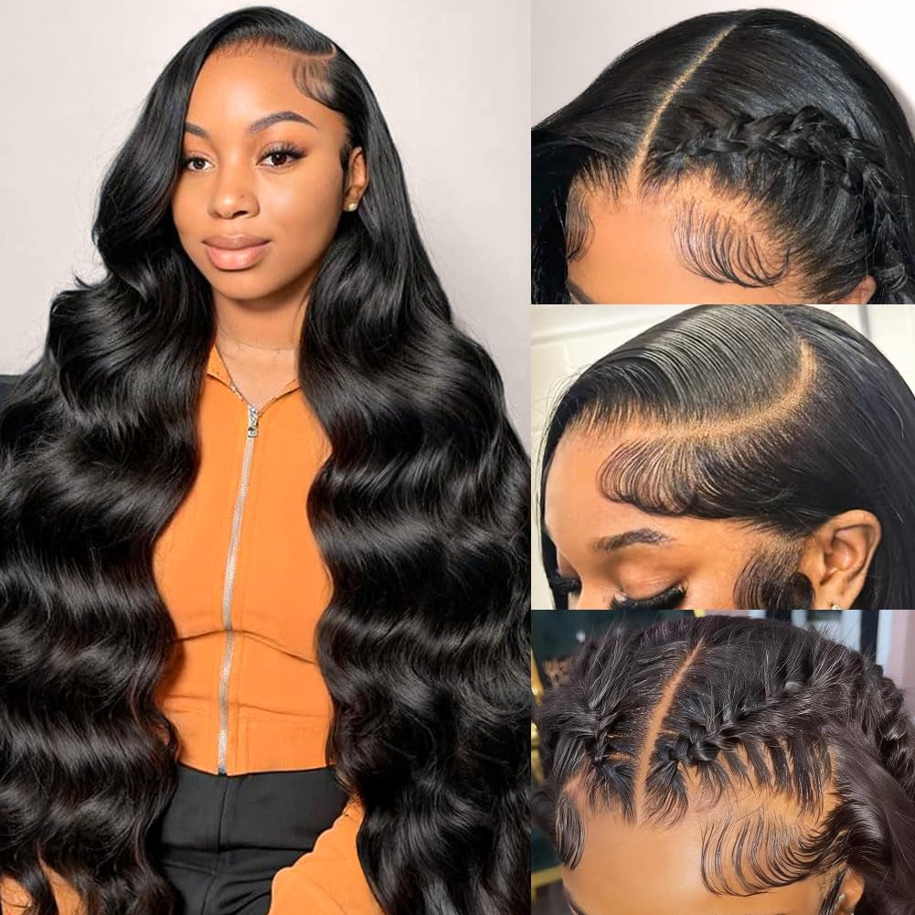 30Inch 13X6 HD Lace Front Wigs Human Hair Pre Plucked Pre Bleached 200 Density Body Wave Human Hair Wigs for Women