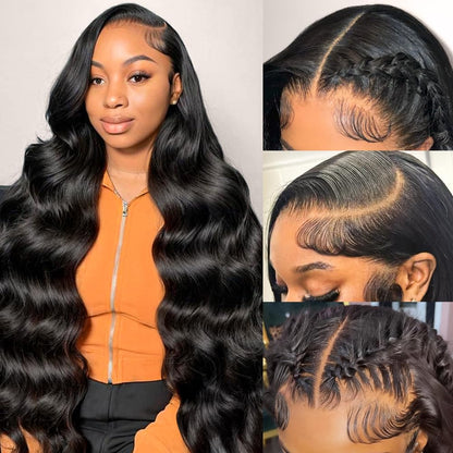 30Inch 13X6 HD Lace Front Wigs Human Hair Pre Plucked Pre Bleached 200 Density Body Wave Human Hair Wigs for Women
