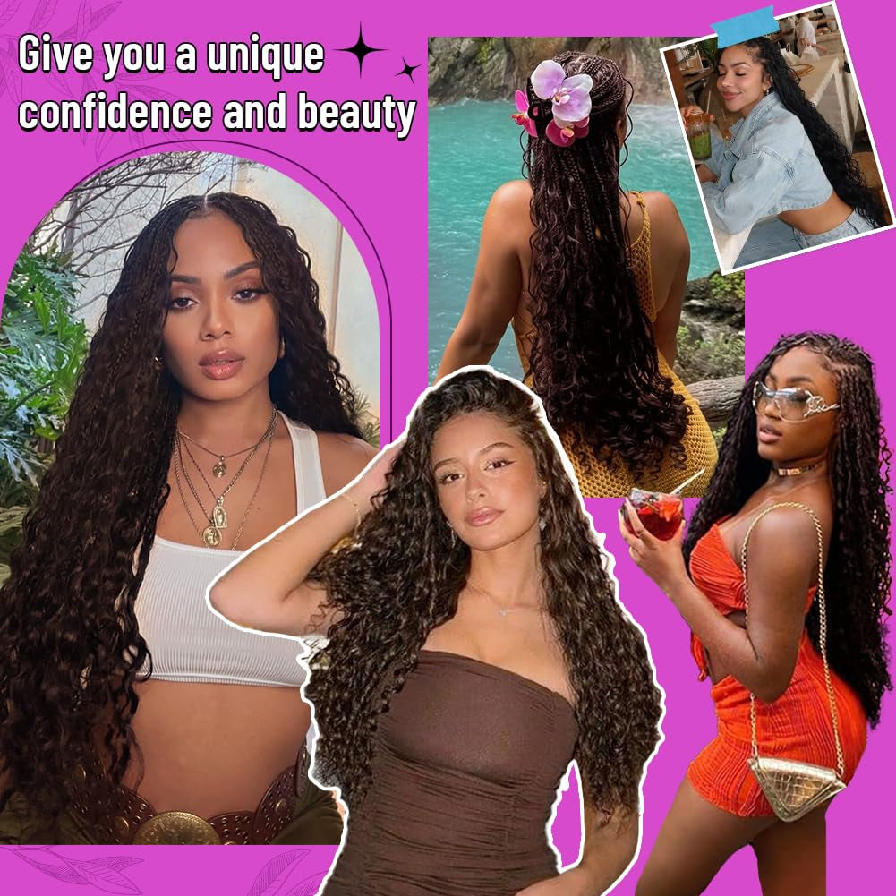 100 Percent Human Boho Braiding Hair Deep Wave Bulk Boho Hair for Braiding Curly Bundles Human Hair for Boho Braids Wet and Wavy Braiding Hair Extension No Weft (18Inch,#4 Natural Brown)