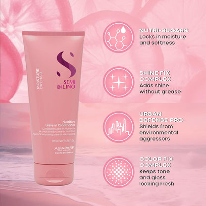 ALFAPARF MILANO Semi Di Lino Moisture Nutritive Shampoo and Conditioner Set for Dry Hair - Sulfate Free Moisturizing Shampoo and Conditioner - Safe on Color Treated Hair - Adds Shine and Softness