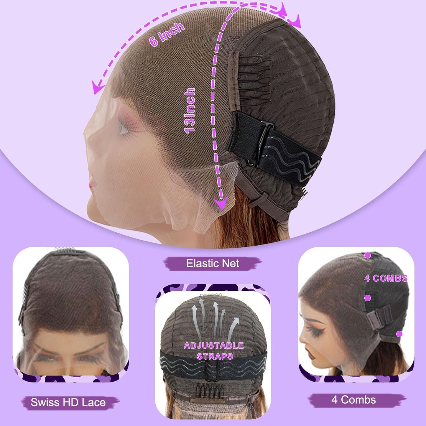 Honey Blonde Wig Human Hair Ombre 13X6 HD Lace Front Wigs Human Hair | Pre Plucked 200 Density Body Wave Highlight 12A HD Lace Frontal Wig 13X6 4/27 Colored Real Hair Wigs for Women 30 Inch