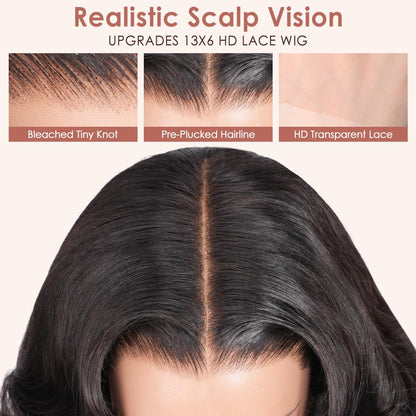 30Inch 13X6 HD Lace Front Wigs Human Hair Pre Plucked Pre Bleached 200 Density Body Wave Human Hair Wigs for Women