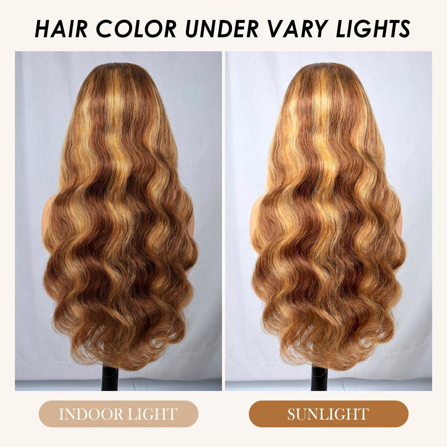 13X4 Honey Blonde Highlight Ombre Body Wave Lace Front Wigs Human Hair 20 Inch 200% Density Pre Plucked Glueless Wig for Women