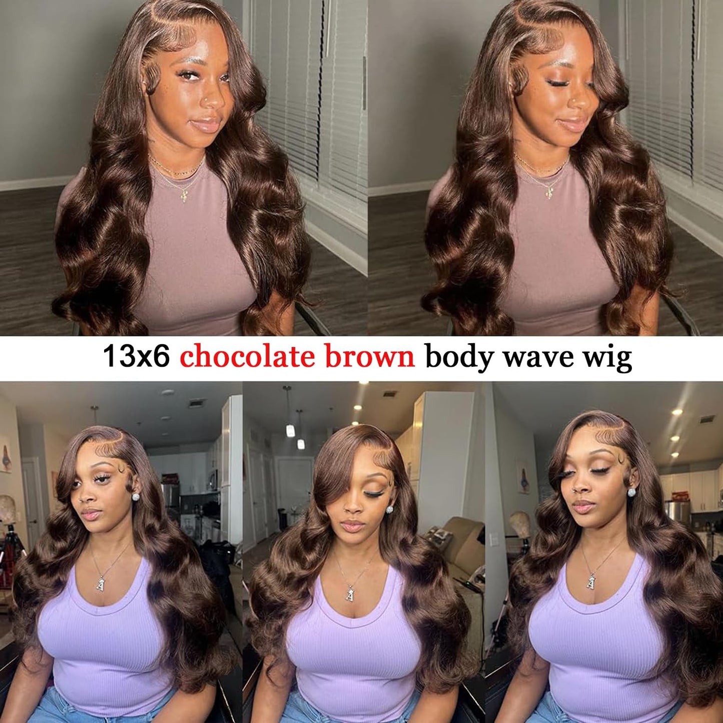 Chocolate Brown Body Wave Wig 26 Inch Brazilian Hair 13X6 Body Wave Lace Front Wig Pre Plucked Glueless Brown Human Hair Wigs for Women with Baby Hair