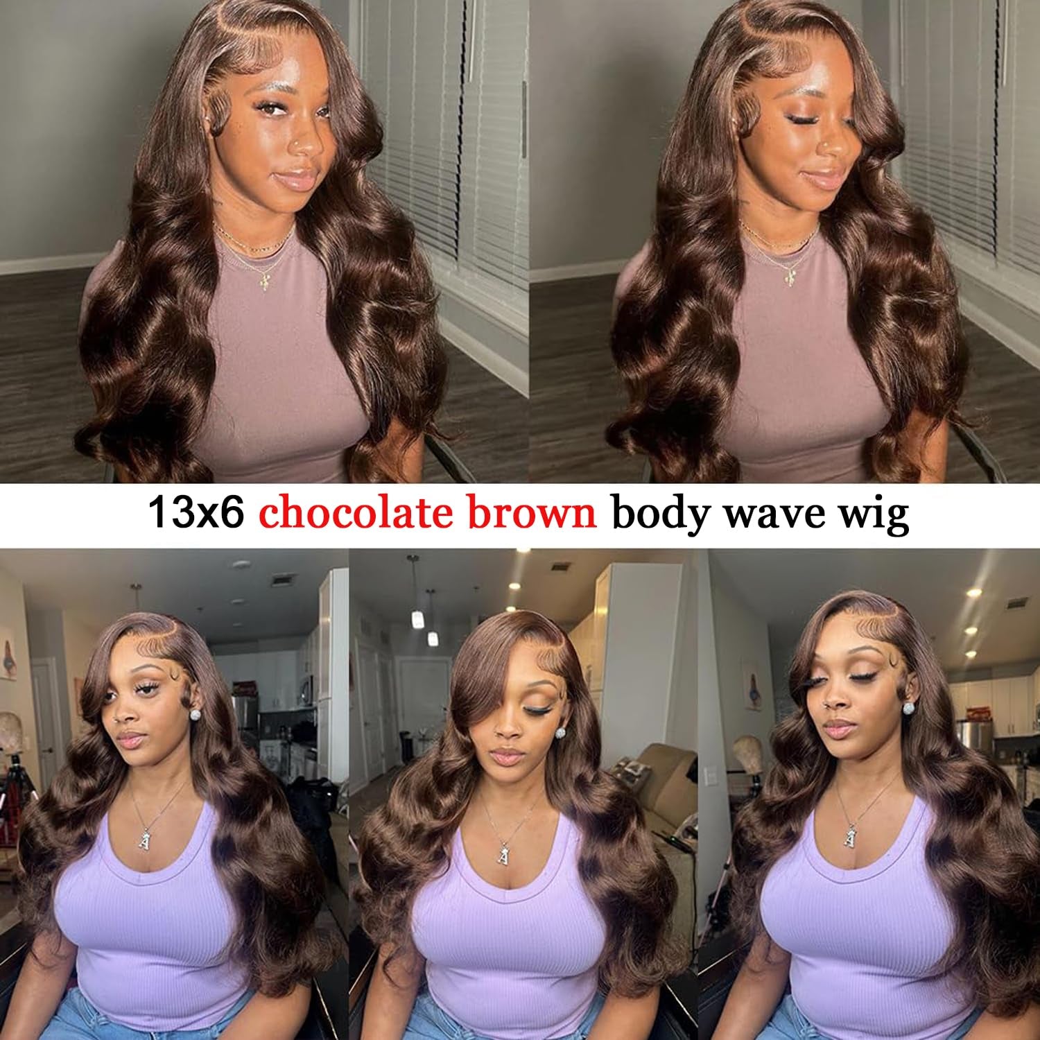 Chocolate Brown Body Wave Wig 26 Inch Brazilian Hair 13X6 Body Wave Lace Front Wig Pre Plucked Glueless Brown Human Hair Wigs for Women with Baby Hair
