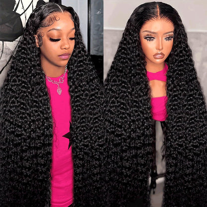 30 Inch Deep Wave Lace Front Wigs Human Hair 200% Density 13X6 HD Transparent Deep Curly Lace Front Wigs for Women Pre Plcked Glueless Wigs with Baby Hair