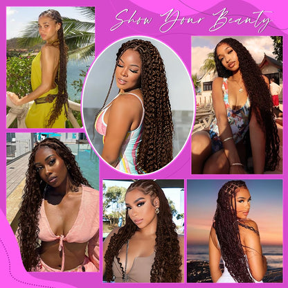 100 Percent Human Boho Braiding Hair Deep Wave Bulk Boho Hair for Braiding Curly Bundles Human Hair for Boho Braids Wet and Wavy Braiding Hair Extension No Weft (18Inch,#4 Natural Brown)