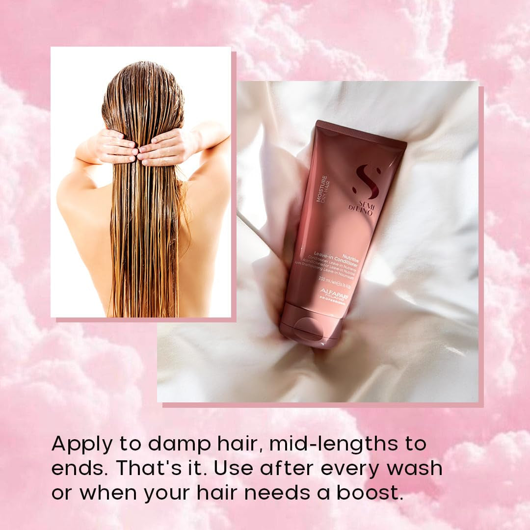 ALFAPARF MILANO Semi Di Lino Moisture Nutritive Shampoo and Conditioner Set for Dry Hair - Sulfate Free Moisturizing Shampoo and Conditioner - Safe on Color Treated Hair - Adds Shine and Softness