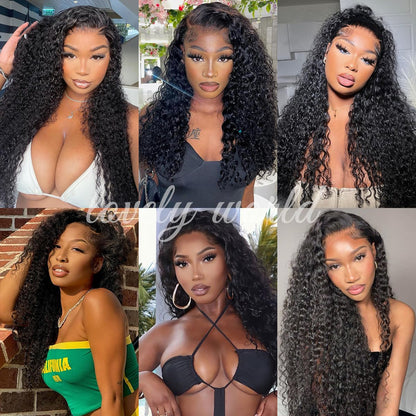 13X4 Deep Wave Lace Front Wigs - Human Hair, 30 Inch, 200 Density, HD Deep Curly Lace Front Wig