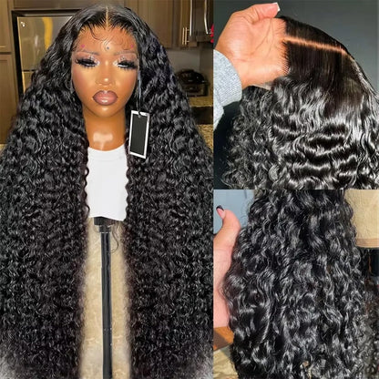 30 Inch Deep Wave Lace Front Wigs Human Hair 200% Density 13X6 HD Transparent Deep Curly Lace Front Wigs for Women Pre Plcked Glueless Wigs with Baby Hair