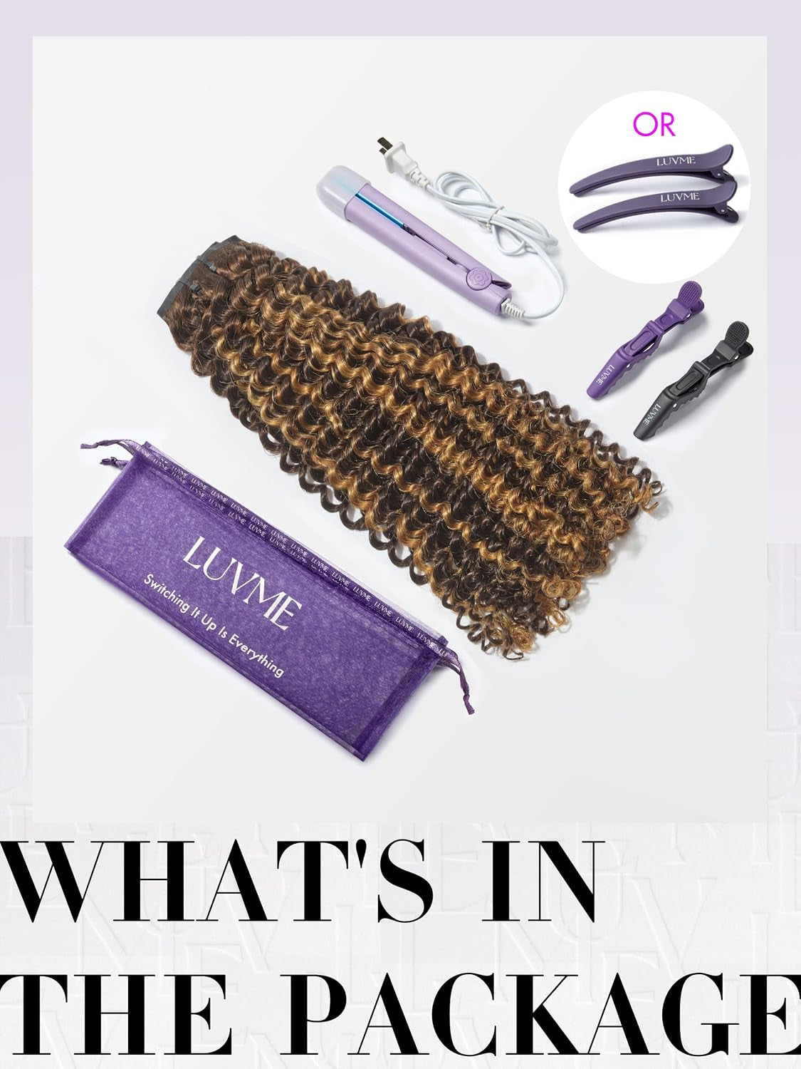 LUVME Clip in Hair Extensions Real Human Hair, Remy Human Hair Extensions Clip Ins for Women, #2/27 Extensions, 18Inch 135G 9Pcs Kinky Curly Hair