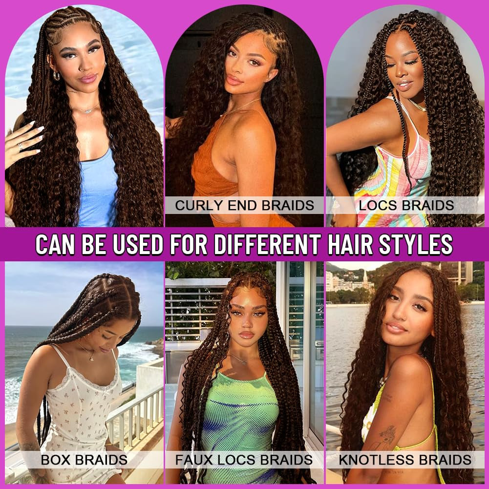 100 Percent Human Boho Braiding Hair Deep Wave Bulk Boho Hair for Braiding Curly Bundles Human Hair for Boho Braids Wet and Wavy Braiding Hair Extension No Weft (18Inch,#4 Natural Brown)