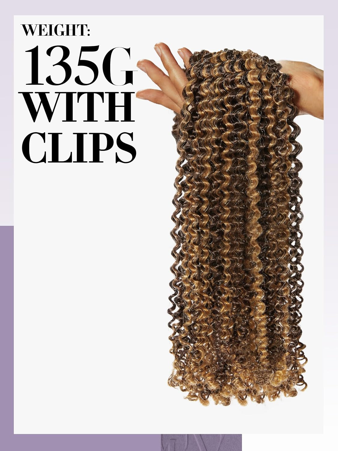 LUVME Clip in Hair Extensions Real Human Hair, Remy Human Hair Extensions Clip Ins for Women, #2/27 Extensions, 18Inch 135G 9Pcs Kinky Curly Hair