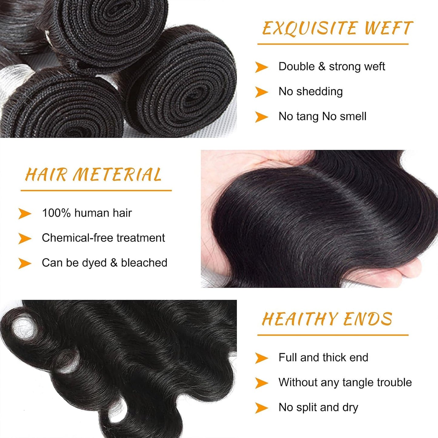 14A Brazilian Body Wave Bundles Human Hair 22 24 26 Inch 100% Real Raw Virgin Human Hair Bundles Body Wave 3 Bundles Human Hair Extension Natural Color（22 24 26）