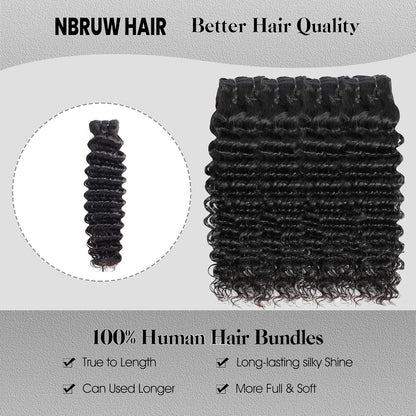 Human Hair Bundles 20 22 24 26 Inch Deep Wave Bundles Human Hair 12A 4 Bundles Human Hair 100% Unprocessed Virgin Deep Curly Human Hair Bundles Deals Real Human Hair Extensions